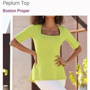 Boston Proper Vibrant Lime Green Blouse